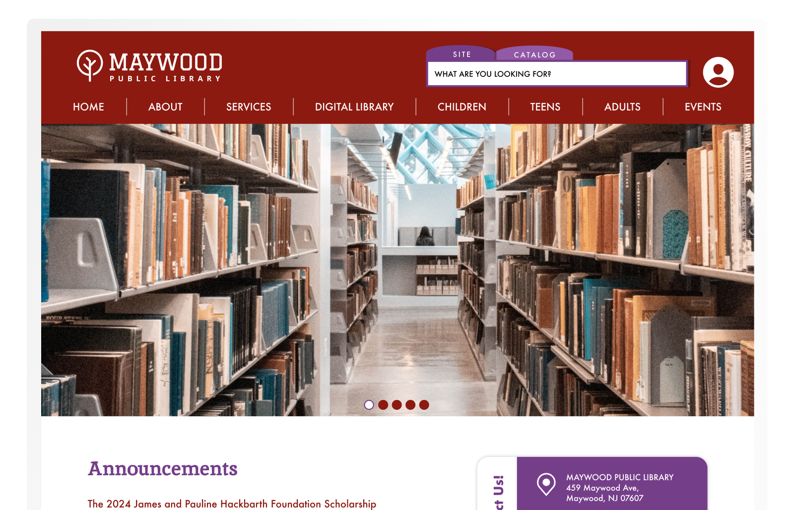 maywood library website redesign