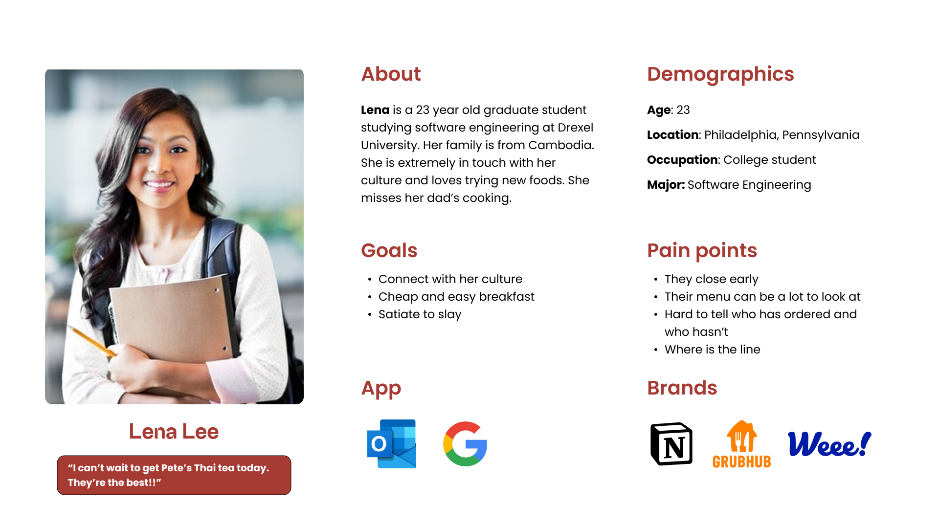 student user persona